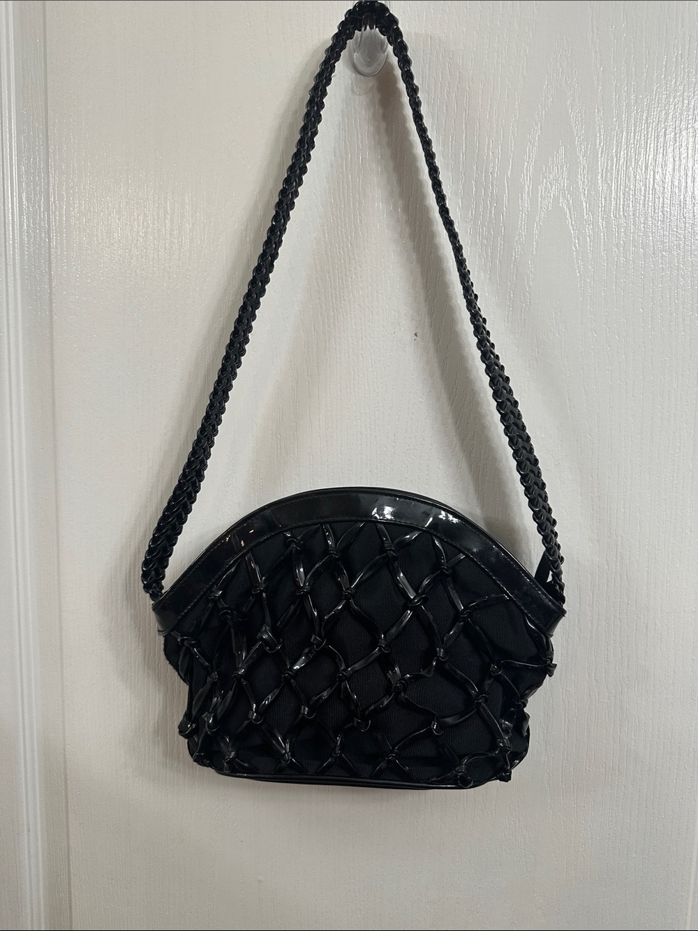 Tiannl Black Braided Lattice Shoulder Bag
